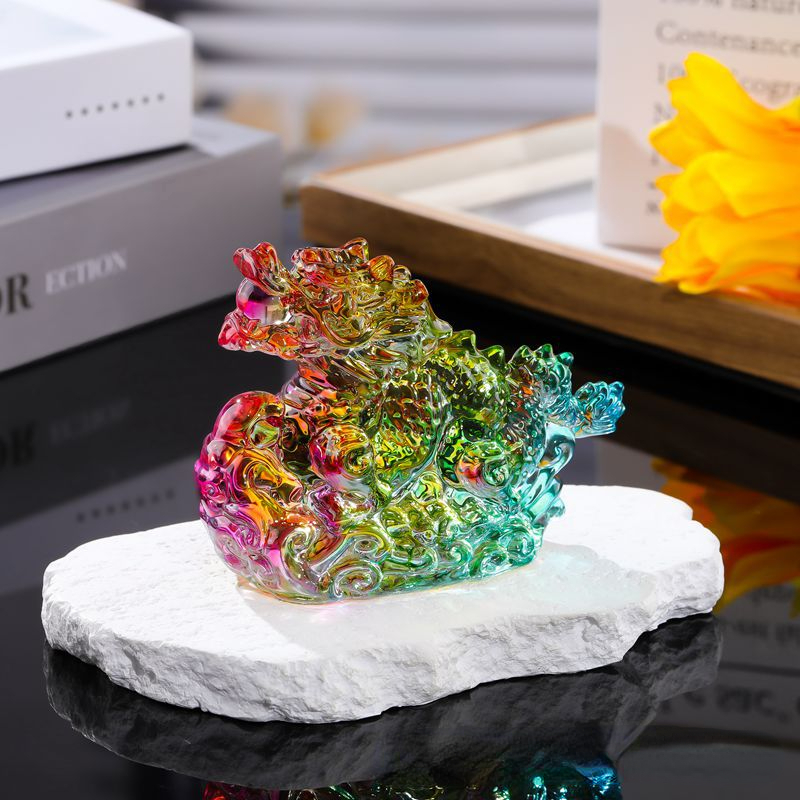 Paper Weight Crystal - تمثال تنين البروج الصيني المحظوظ ،