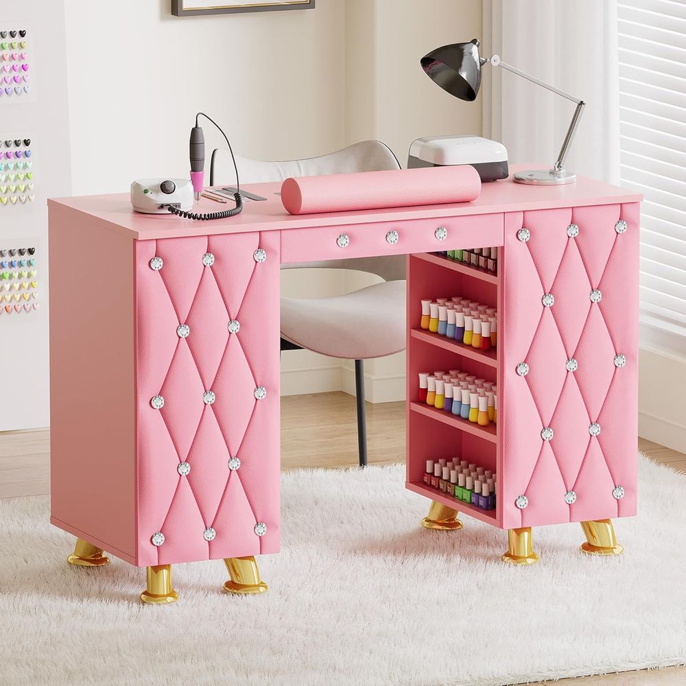 Leather Desk Pad - طاولة مانيكير مع جهاز تجميع الغبار